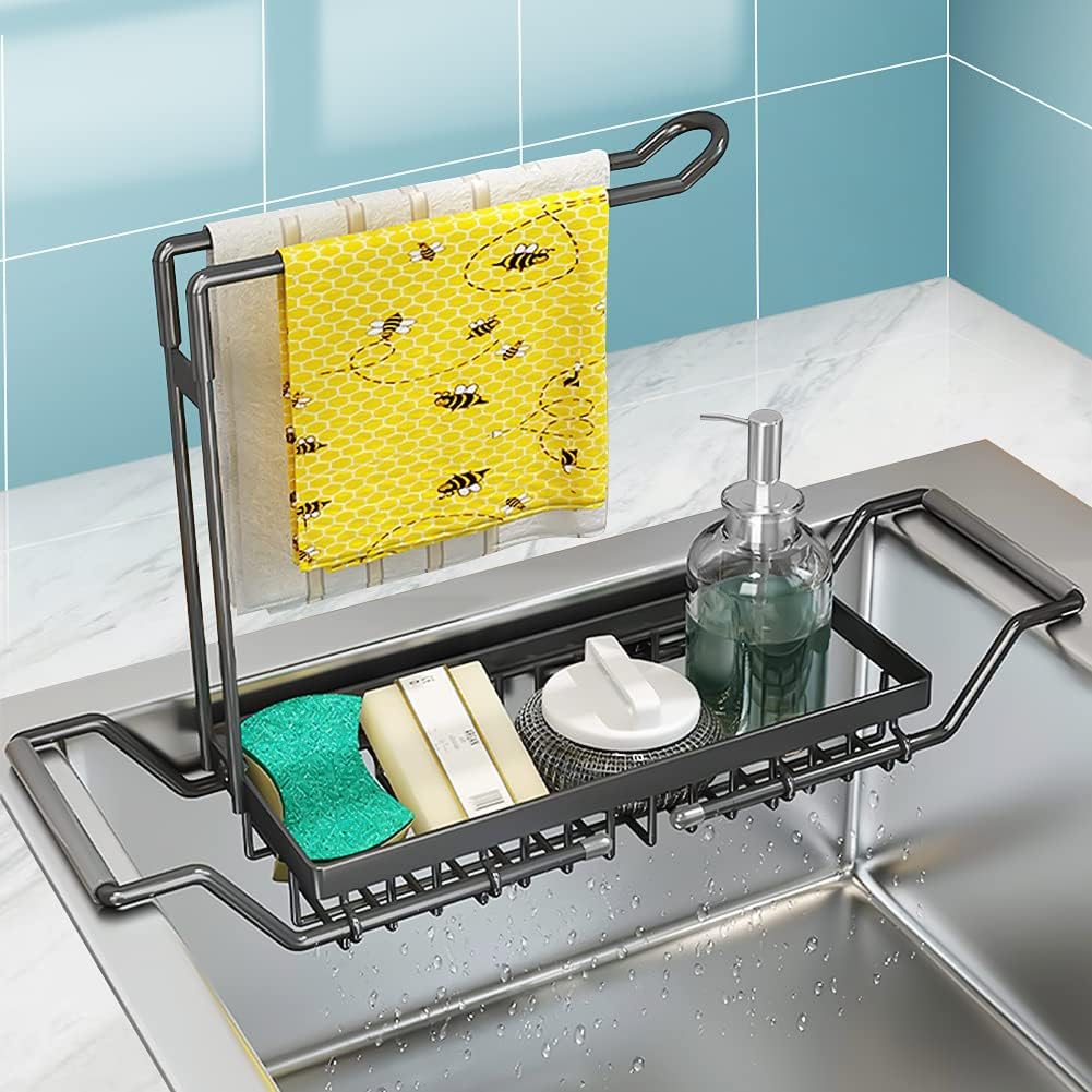 Porte-éponge en Acier Inoxydable, Égouttoir de cuisine, Evier Cuisine, Panier de rangement