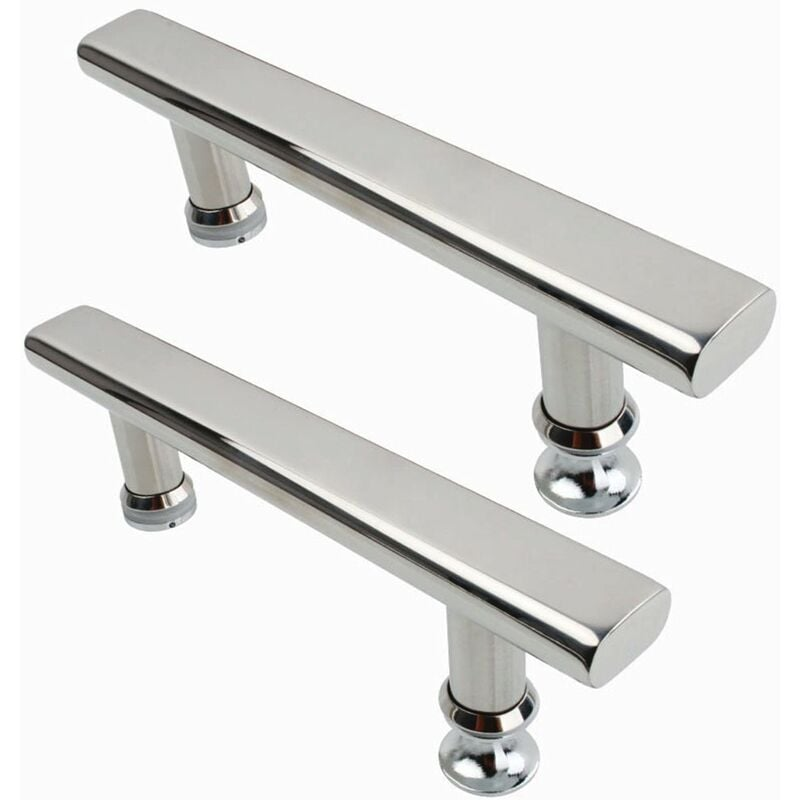 2 x chromowane klamki do drzwi prysznicowych ze stali nierdzewnej, 145 mm, klamki do drzwi kuchennych i łazienkowych