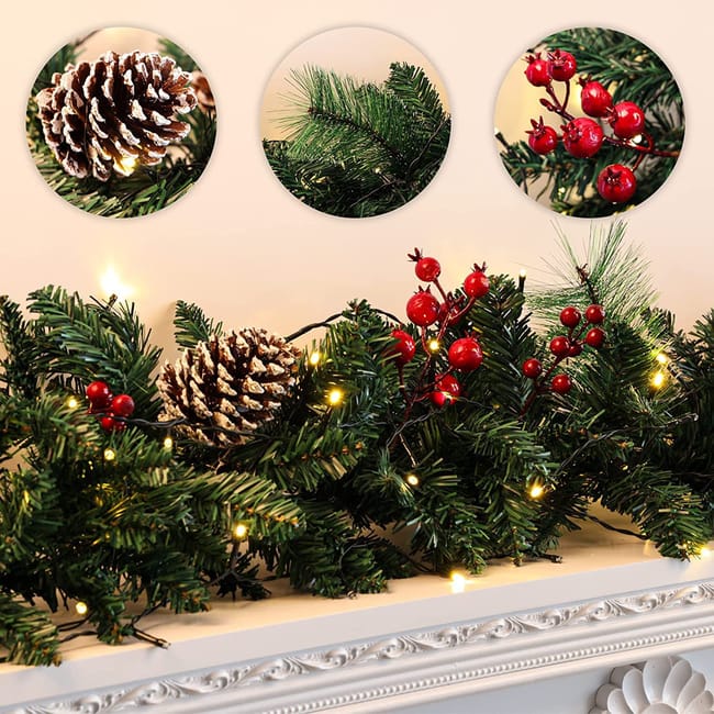 SALCAR Ghirlanda luminosa a LED, 45 cm, decorazione natalizia, per SALCAR Ghirlanda luminosa a LED, 45 cm, decorazione natalizia, per