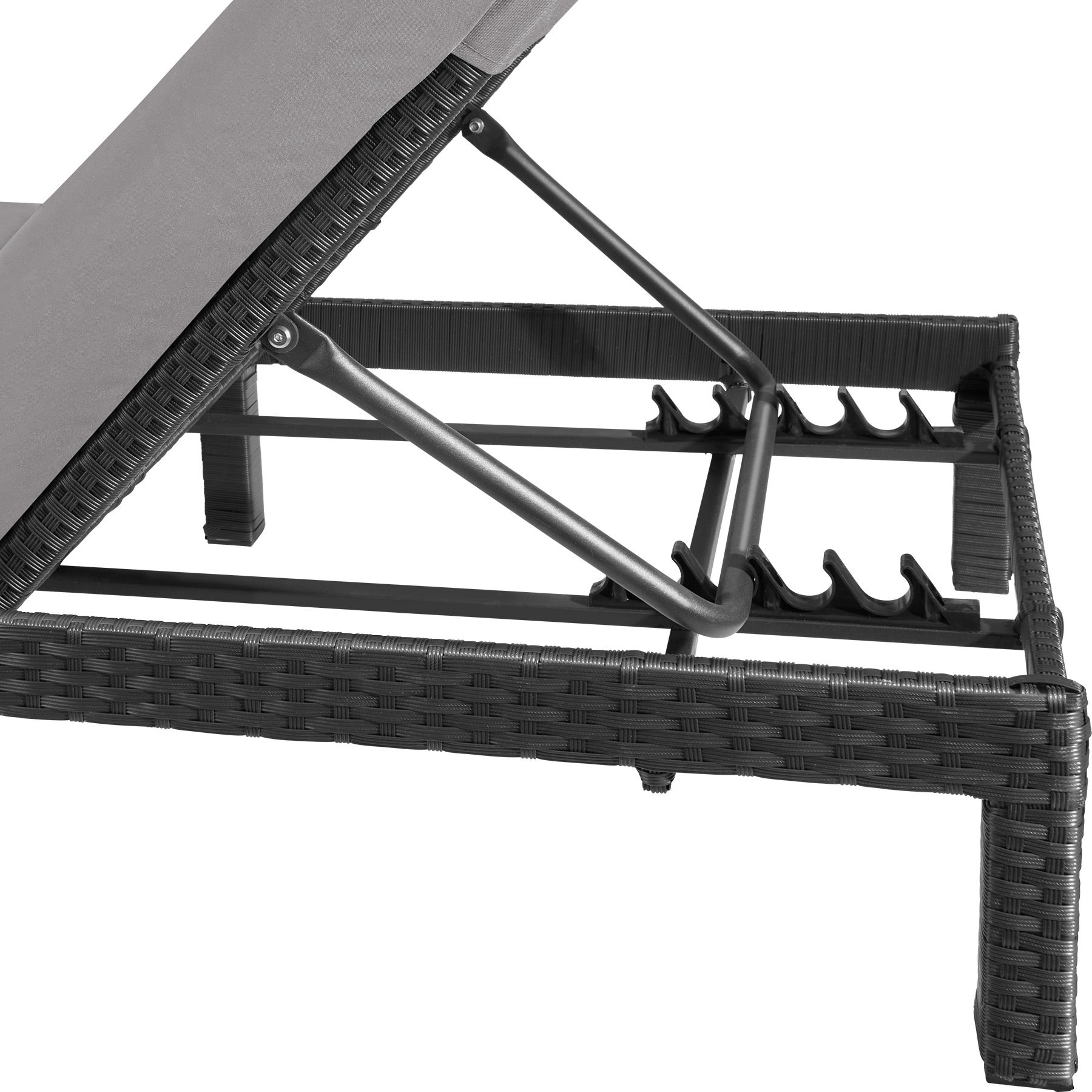 Bain de soleil en résine tressée et acier avec dossier réglable sur 6 positions 196 x 66 x 22 cm TECTAKE - 5