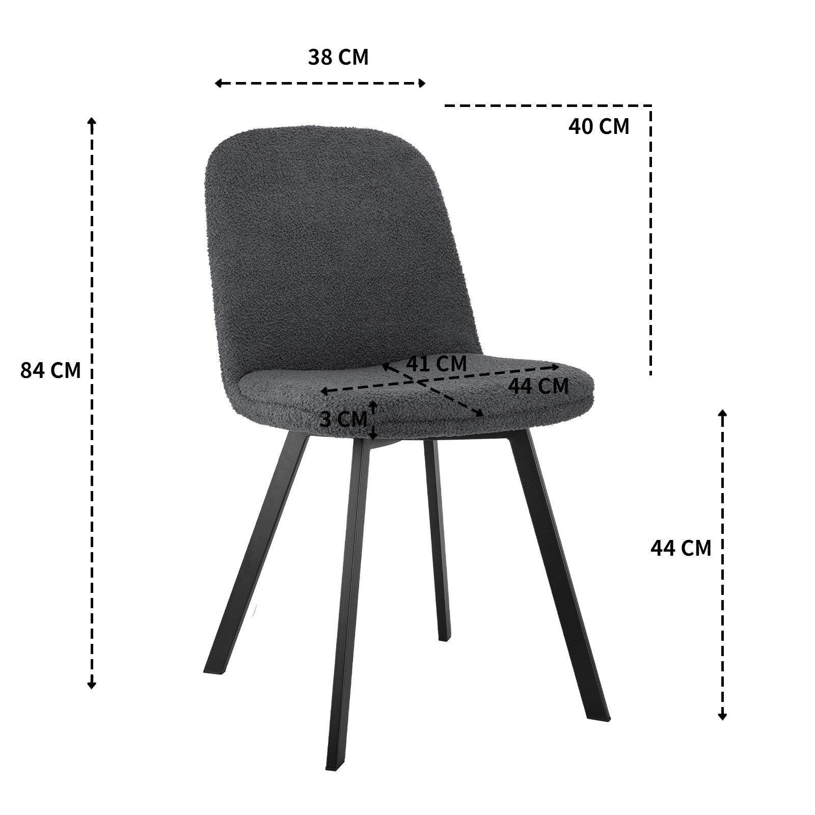 Set di 2 Sedie Teddy-Fleece, Confortevoli ed Eleganti con Struttura Metallica, Facili da Mantenere e Versatili - 2