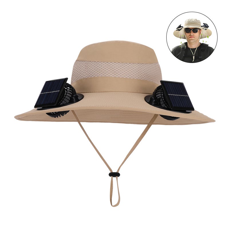 Kapelusz z wentylatorem słonecznym kapelusz przeciwsłoneczny szerokim rondem wentylatorami słonecznymi ładowany przez USB odpinany kapelusz wędkarski