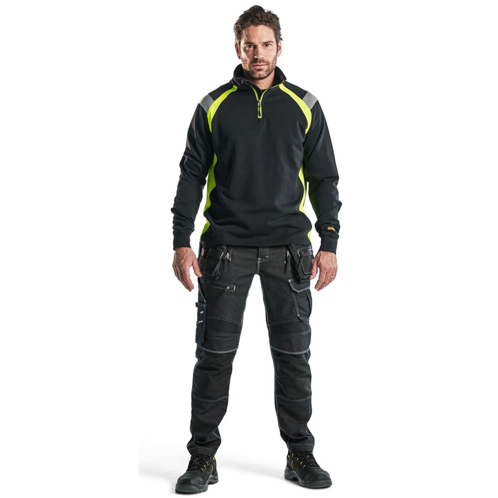 Sweat haute visibilité Blaklader col camionneur Noir / Jaune S - 5