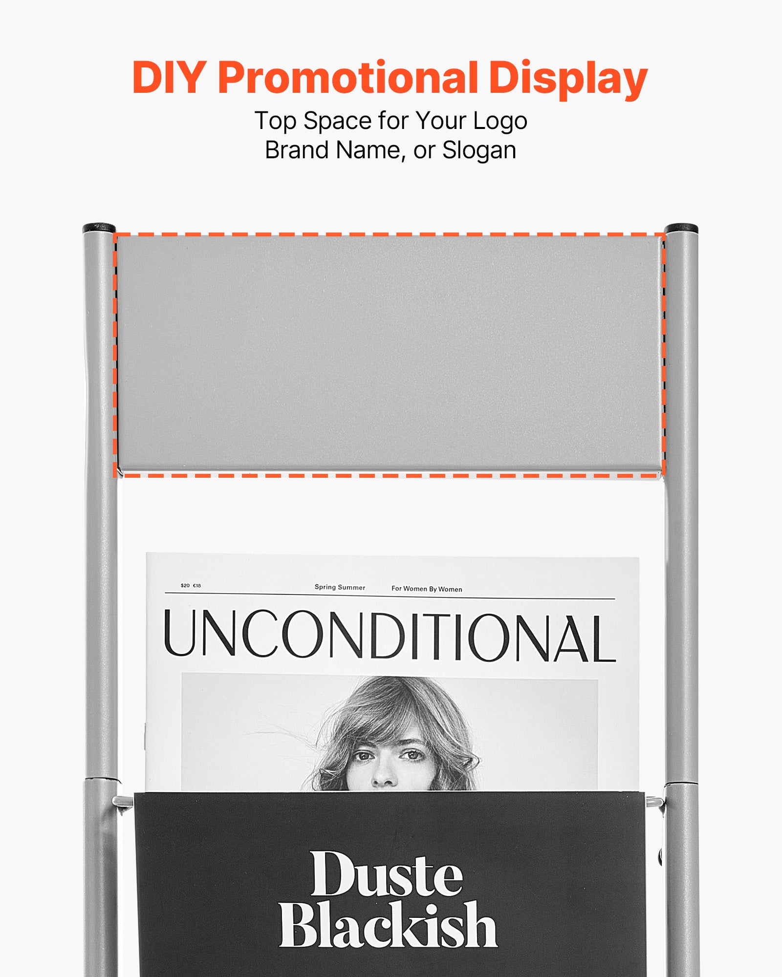 Présentoir à Brochures VEVOR 10 Niveaux, Porte-Brochures sur Pied en Métal Robuste & Durable, pour Magazines, Journaux, Bureau & Exposition, Argent - 5