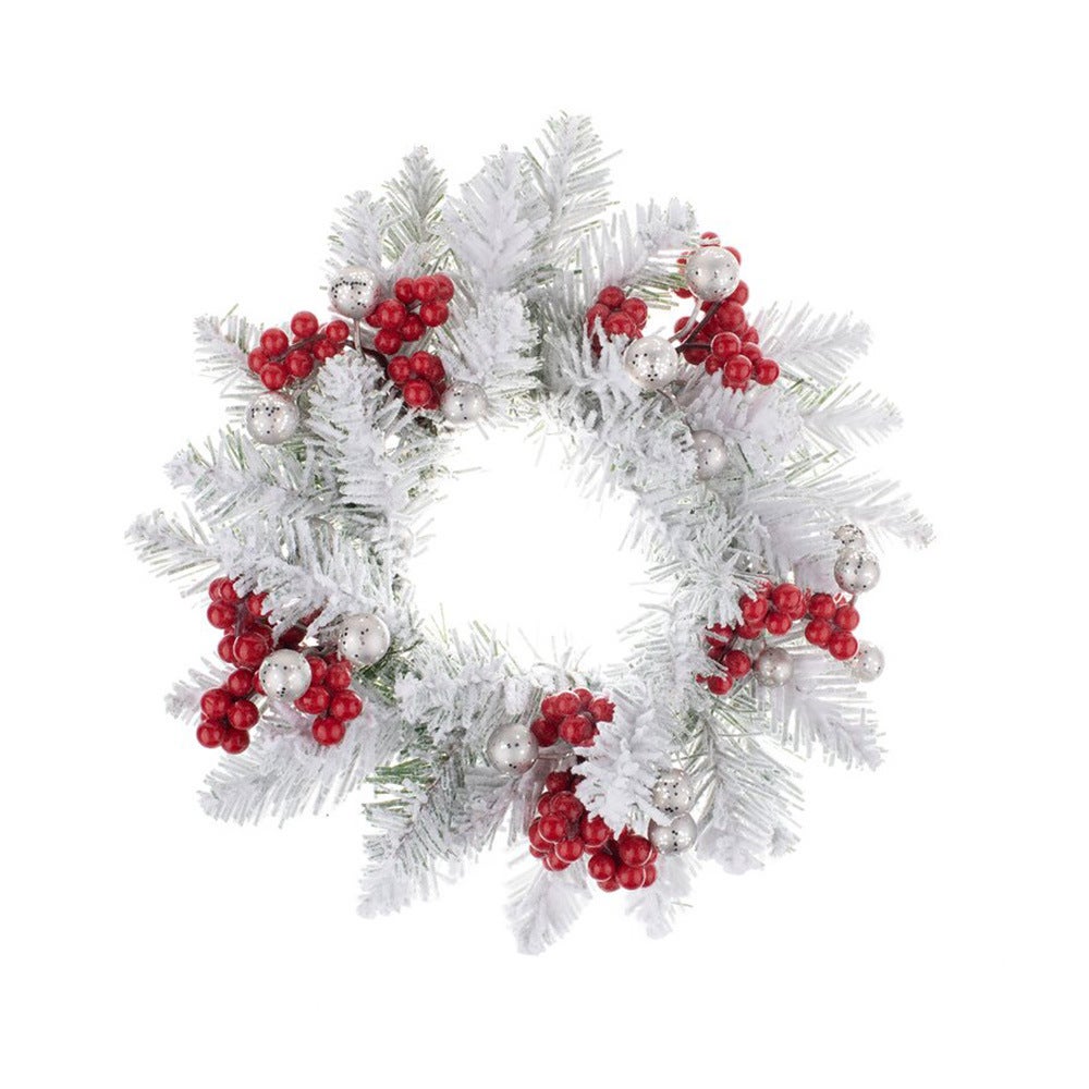 Coroas de velas natalinas, arranjo de mesa com frutinhas artificiais de 28 cm, guirlanda branca para decoração de mesa, porta de entrada de inverno. - 3