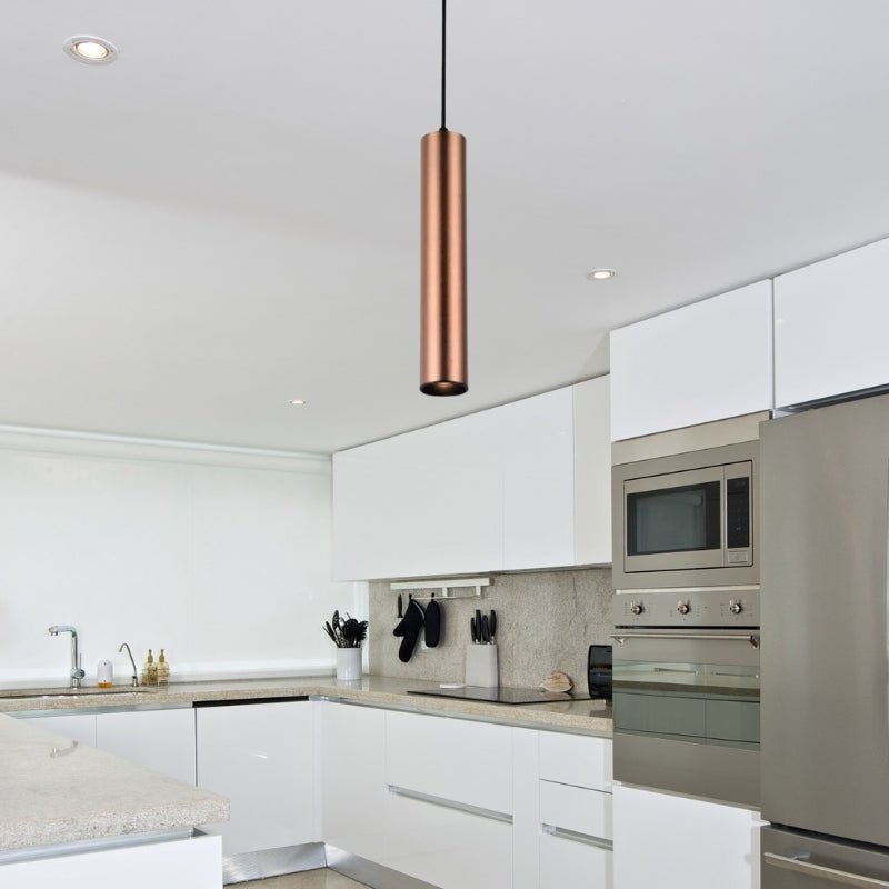 Lampe Réglette Suspension Design En Métal Bronze Antique E27 3 Spots Compatible LED