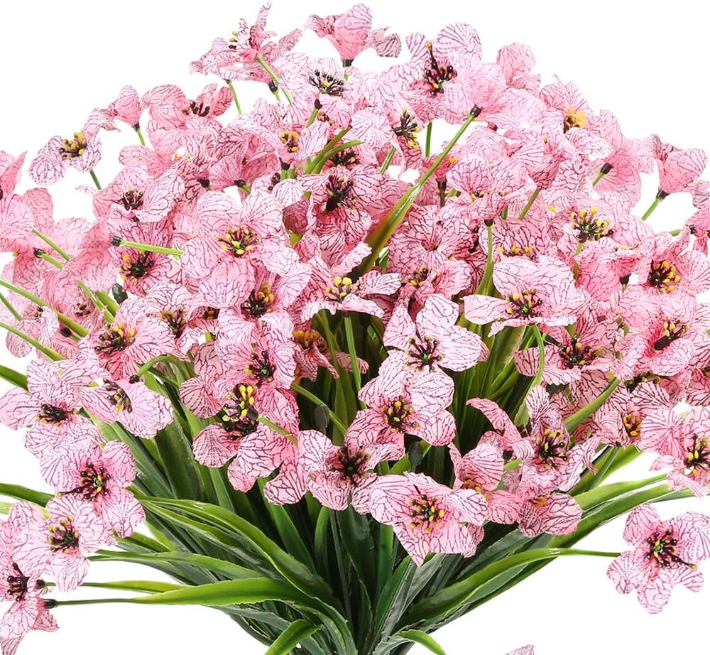 MACTING 6 Fiori Artificiali Per Esterno | Piante Finte Resistente UV | Rami Flessibili 35-40 Cm | Per Balcone, Giardino E Interni