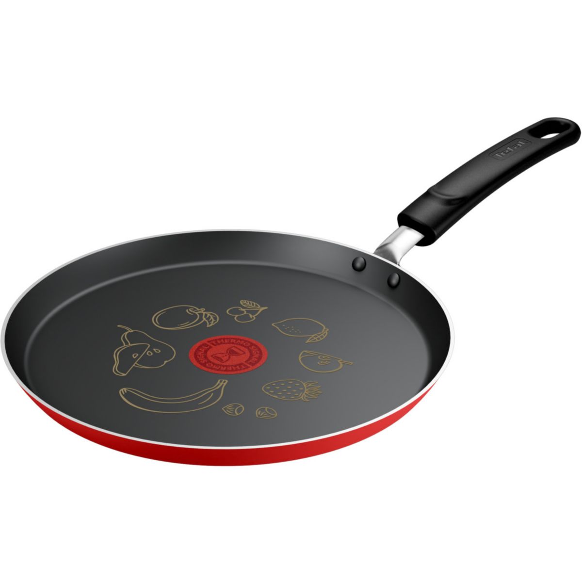 Tigaie de clatite Tefal Pancake Day B7021002, 25 cm, invelis antiaderent, indicator Thermo-Signal, baza Difussion, rosu & negru