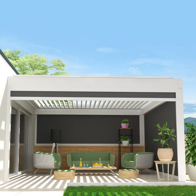 Chiusura a cassonetto per pergola SPINELLE 3,00x2,50 M (Motorizzato con telecomando - Bianco - Grigio)