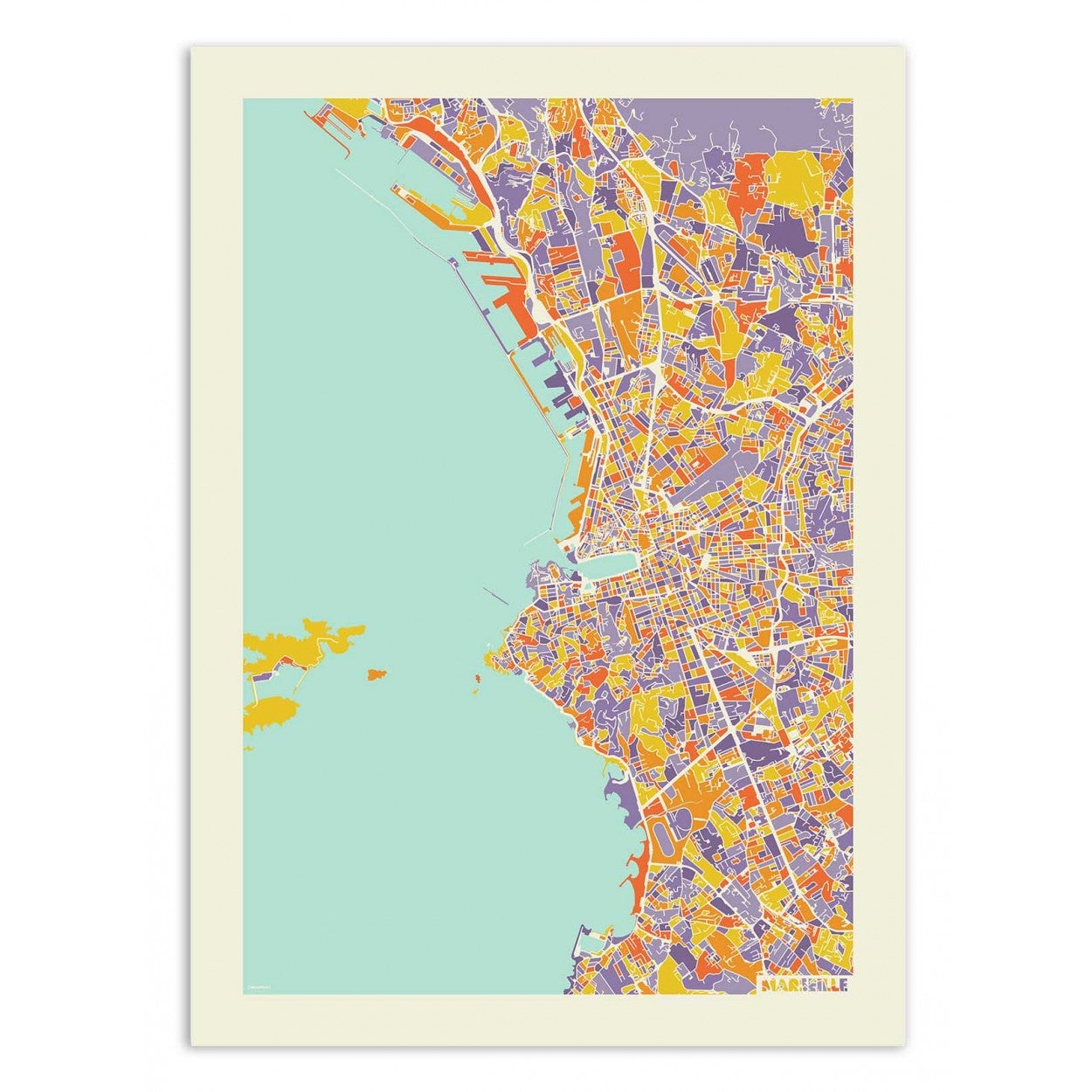 Art-poster - marseille rainbow map - muzungu - 50 x 70 cm