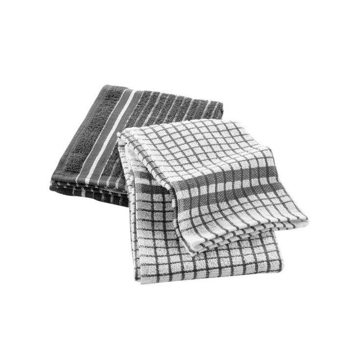 Lot de 2 Torchons "Cuisiline" 50x70cm Gris Chiné