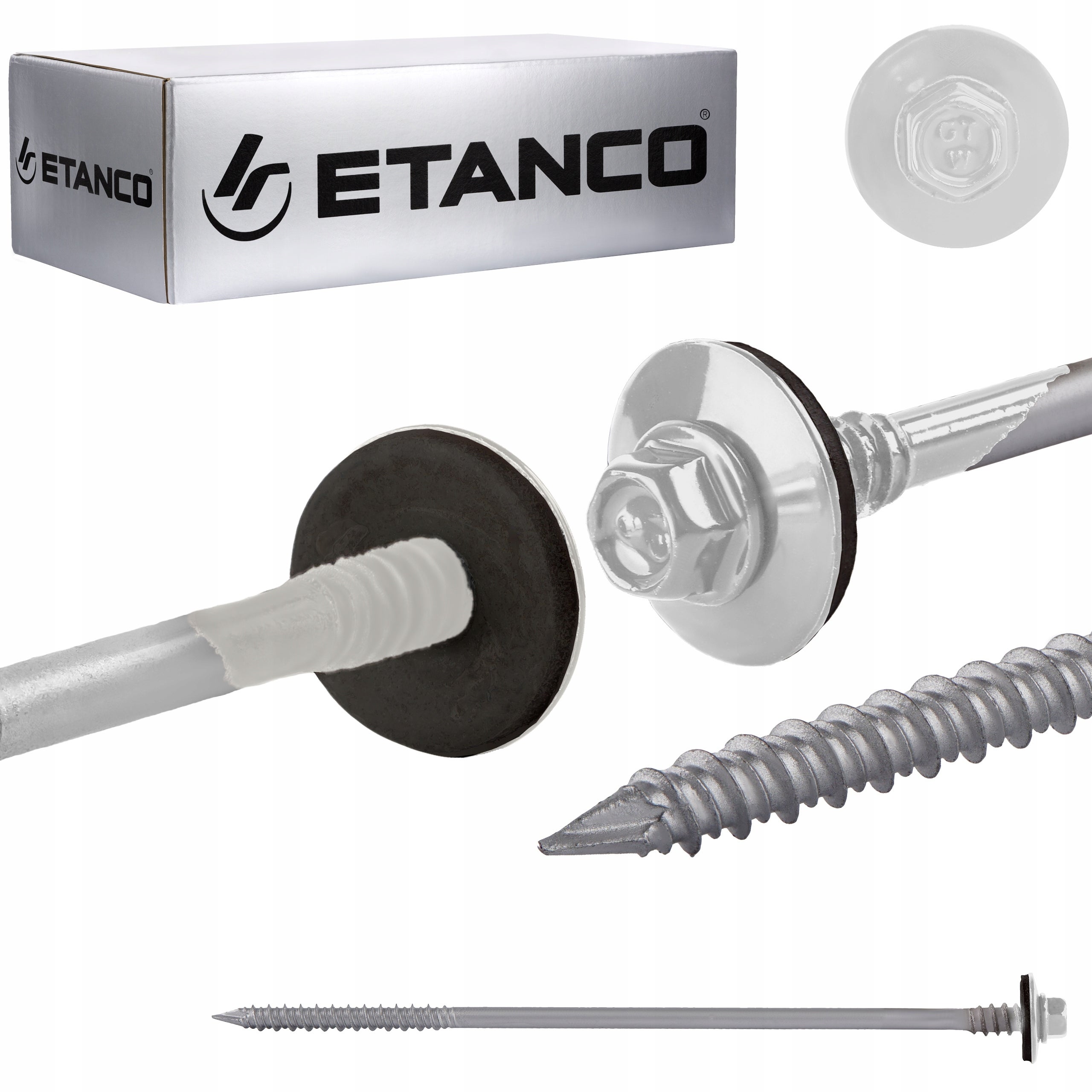 Wkręty do płyty warstwowej Etanco GTRW 6,4/7,0x190 mm RAL 9010 100szt