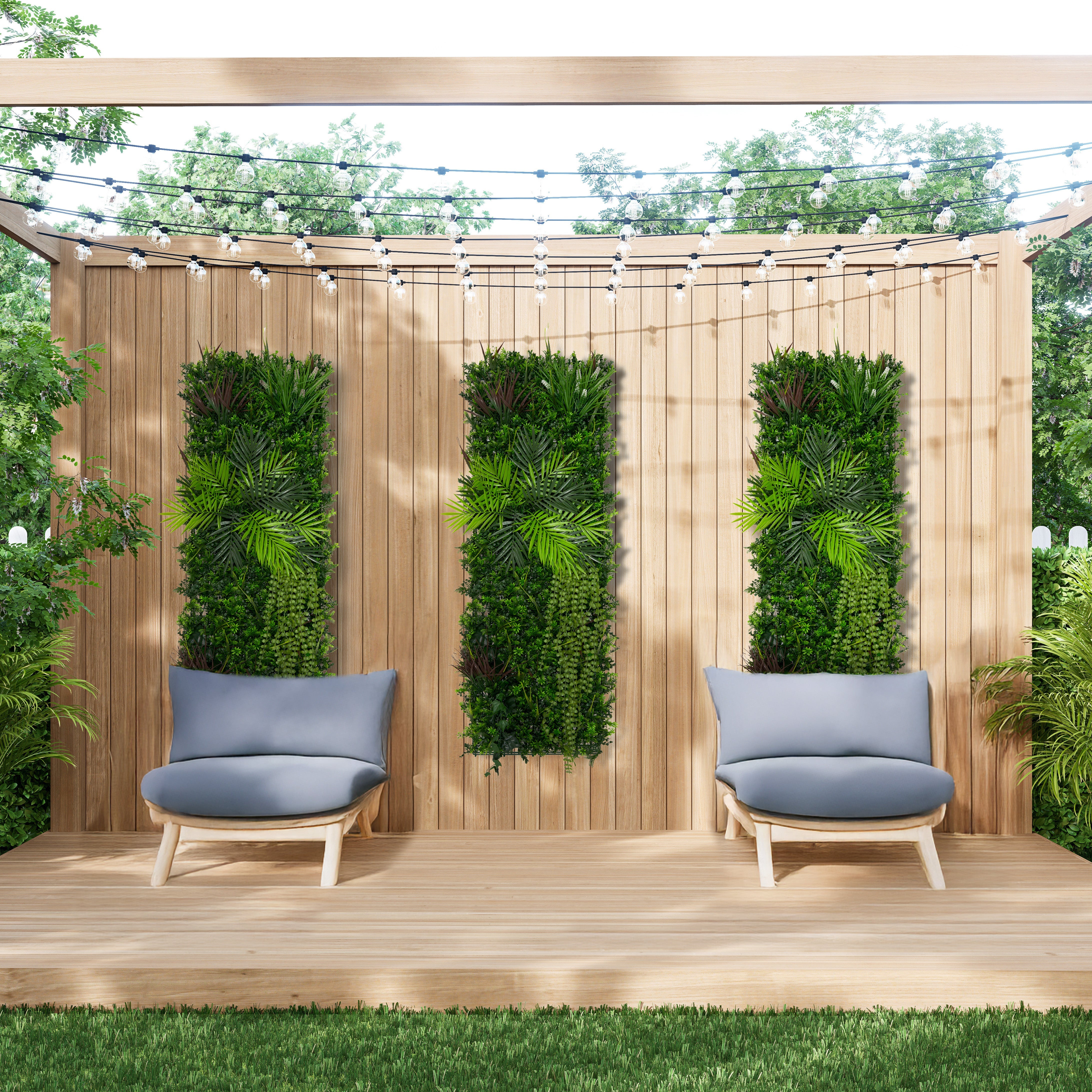 Panneau Mural Végétal Artificiel 50cm x 150 cm Alina Feuillage Fleur Verdure Carreau Intérieur Extérieur Résistant Aux - 4