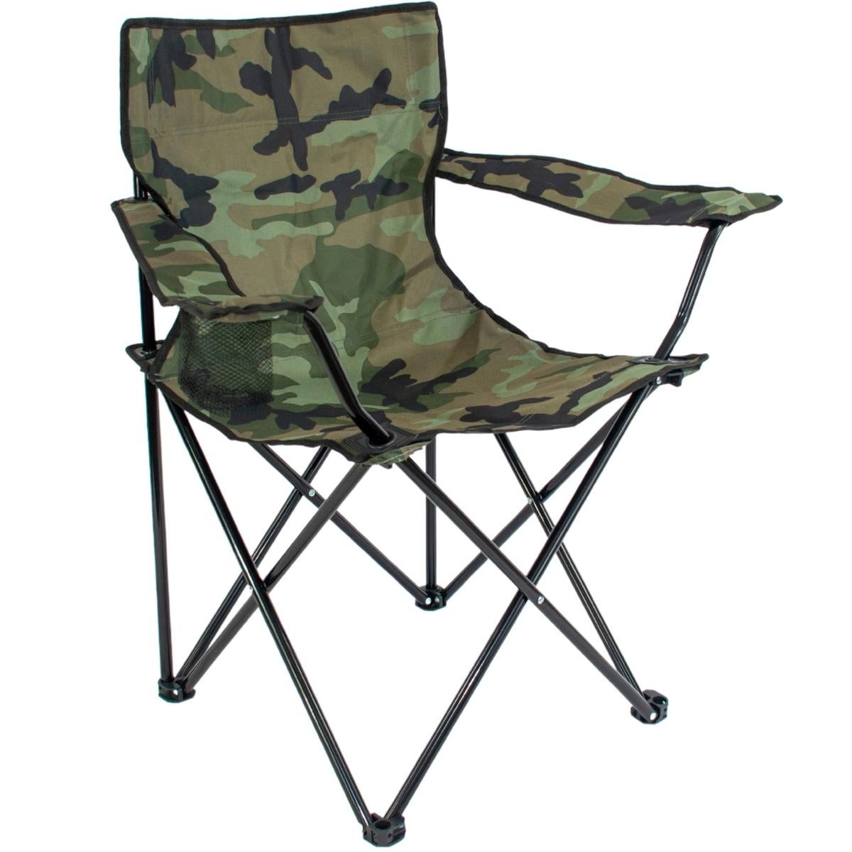Krzesło turystyczne składane Enero Camp 50x50x80 cm, pokrowiec transportowy, uchwyt na napój, udźwig 100 kg, camouflage