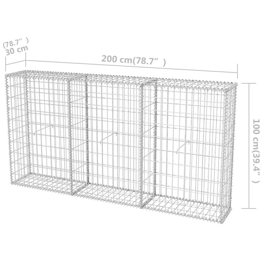 Cesta de muro de gaviones acero galvanizado 200x30x100 cm vidaXL - 8