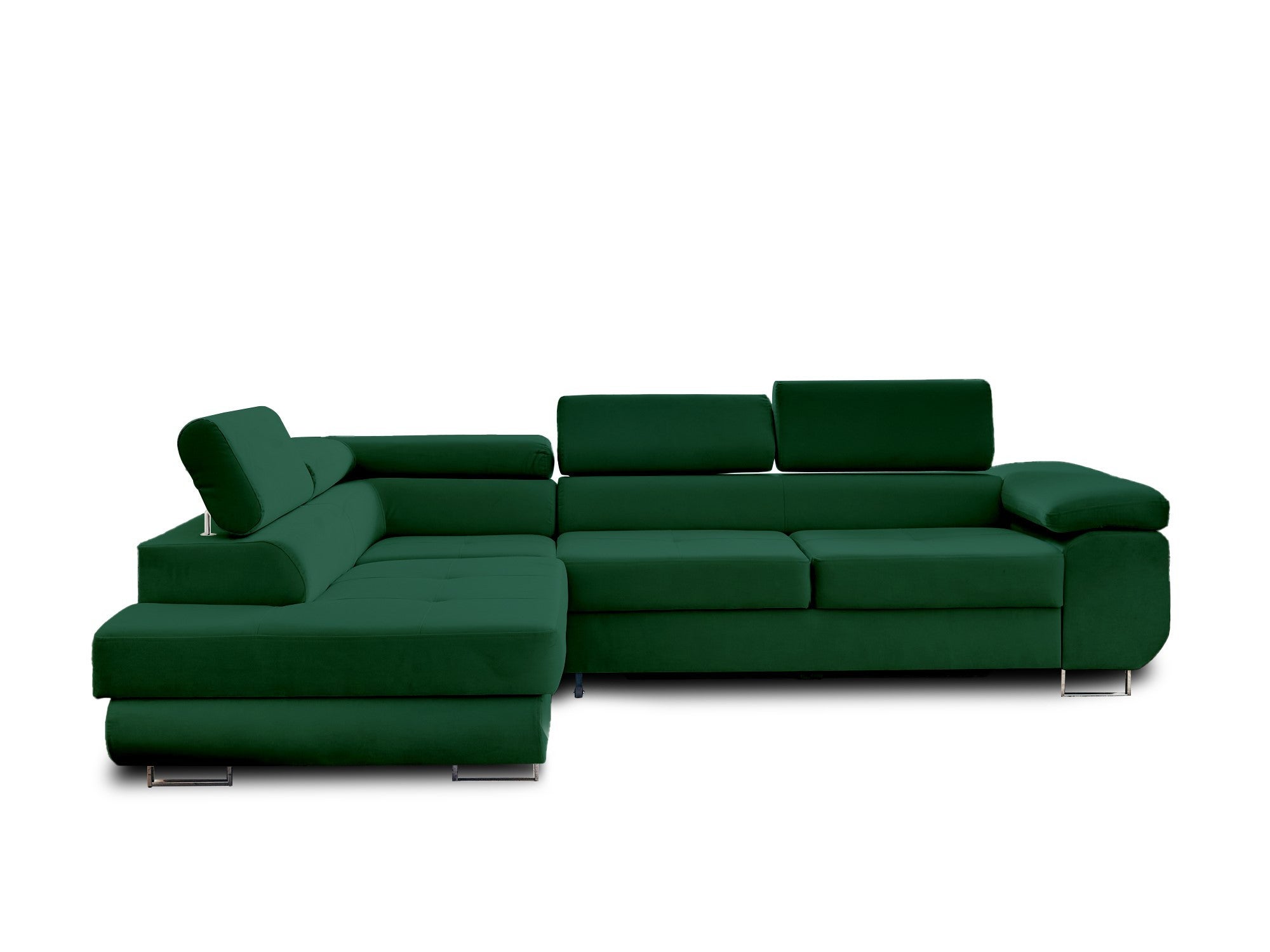 Canapé d'angle gauche convertible 5 places en velours vert - PABLO - Best Mobilier - 7