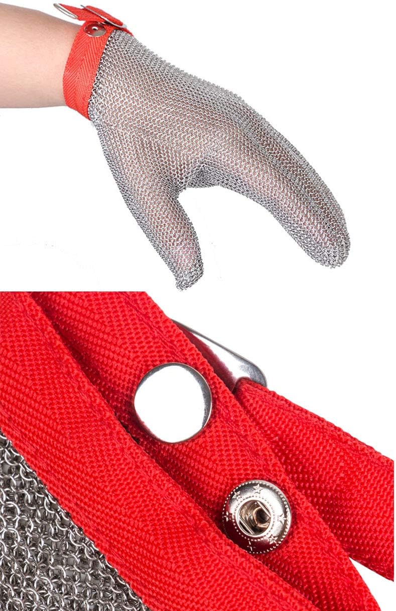 Guantes de malla de acero inoxidable, resistentes a cortes y cuchillos, para trabajos de corte, talla M (1 pieza) - 5
