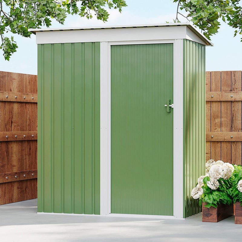 Domek ogrodowy metalowy z blachy ocynkowanej w kolorze szałwiowym - 1,39 m² - BIRON