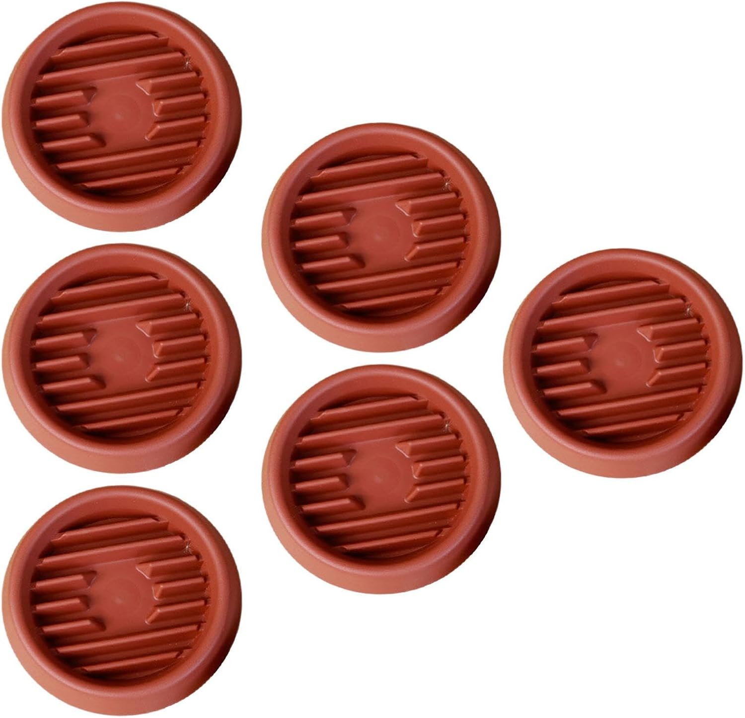 Doniczka w kolorze ceglastoczerwonym, średnica wewnętrzna 9,5 cm, 6 plastikowych pierścieni odpowiednich do roślin, gruba tacka drenażowa