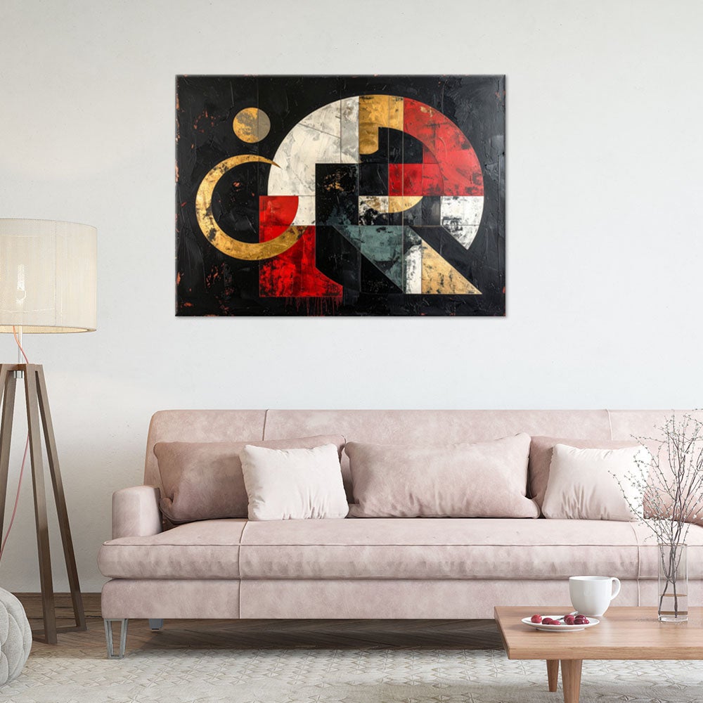 Obraz do salonu sypialni biura, Abstrakcja geometryczna na czarnym tle 90x60 - 2