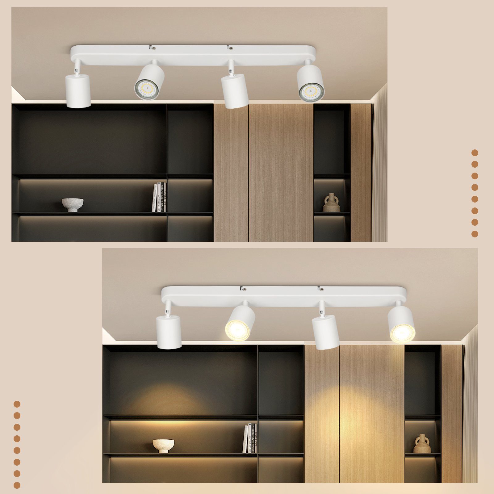 NETTLIFE 4 Focos de Techo GU10 de diseño moderno Orientables en color blanco para salón pasillo dormitorio comedor cocina - 8