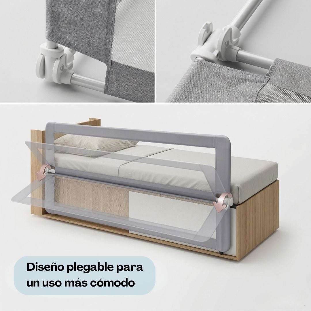 Bathby Barandilla De Cama Infantil 90 Cm – Altura Ajustable, Sistema Abatible, Malla Transpirable, Seguridad Anticaídas - 2