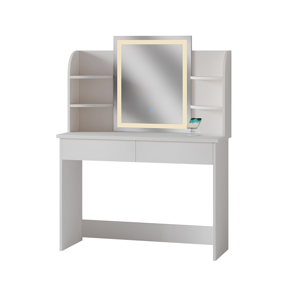 Vicco Toaletka Charlotte, Biały, 106 cm z lusterkiem LED i stacją ładującą QI