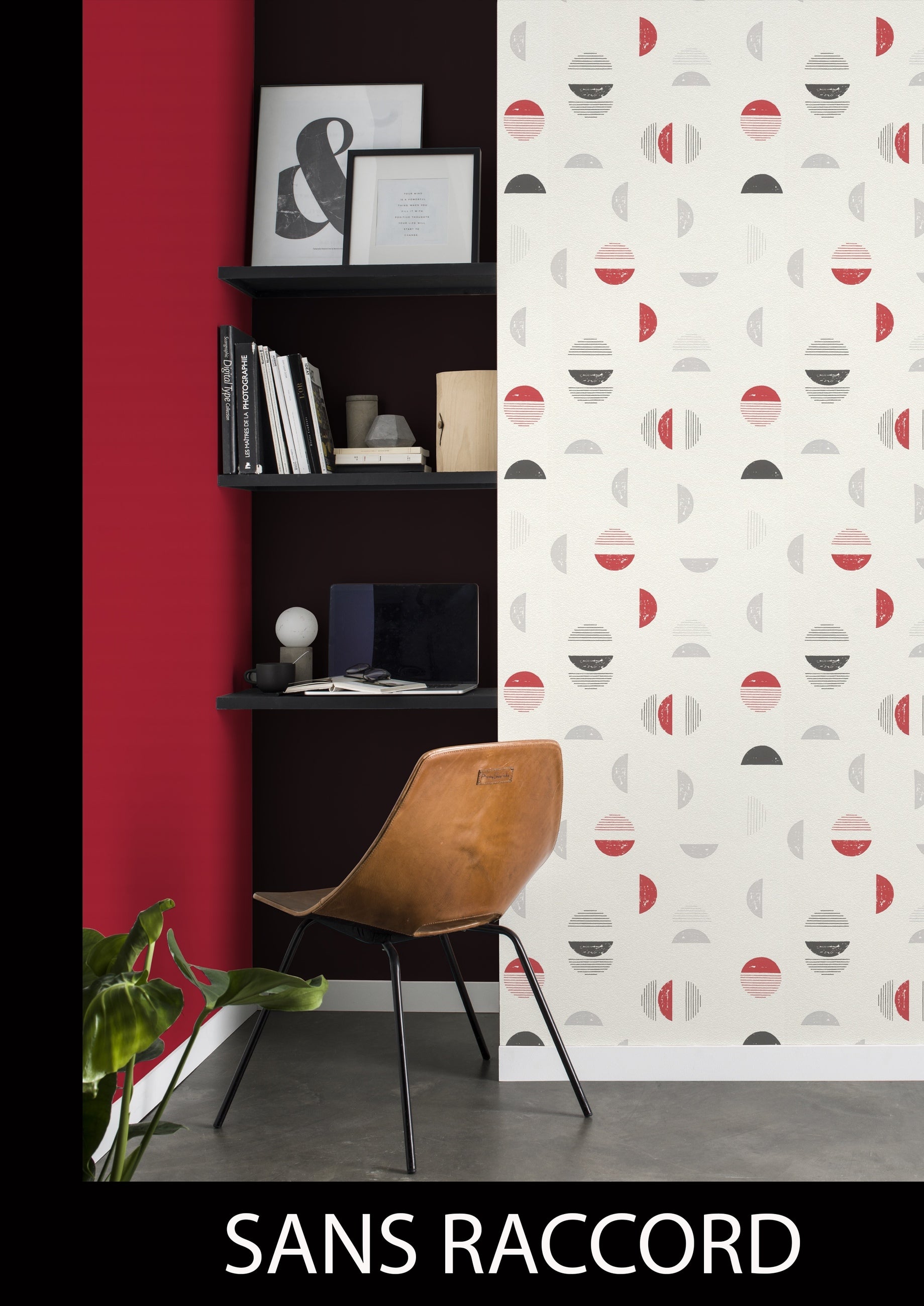 Carta da parati Rasch 500530 - Carta da parati in tessuto non tessuto chiaro con forme geometriche in rosso e grigio - 3