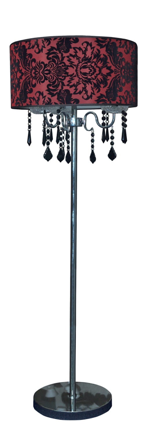 Lampa podłogowa stojąca Astor chromowana czerwona 3xE14x40W wym: 163 x 45 x 45 cm kryształ Candellux