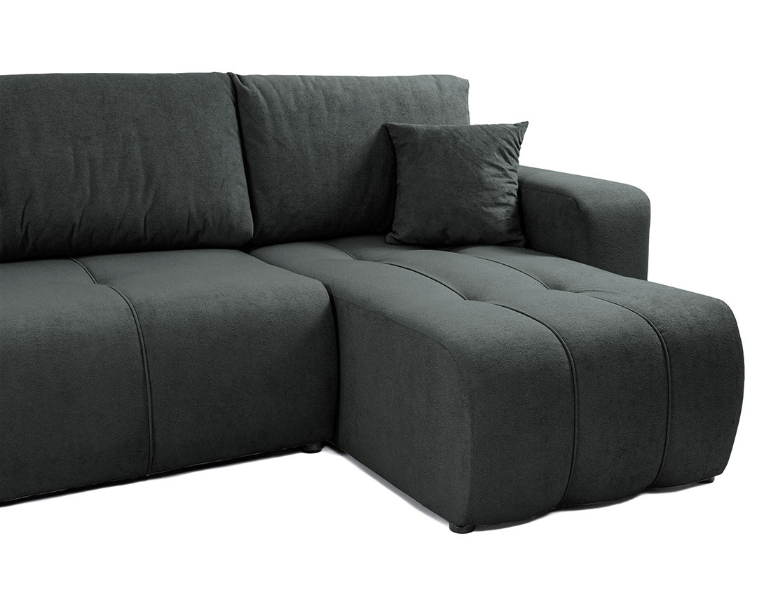 Canapé d'angle réversible convertible 4 places en tissu gris anthracite - NICOLE - Best Mobilier - 8