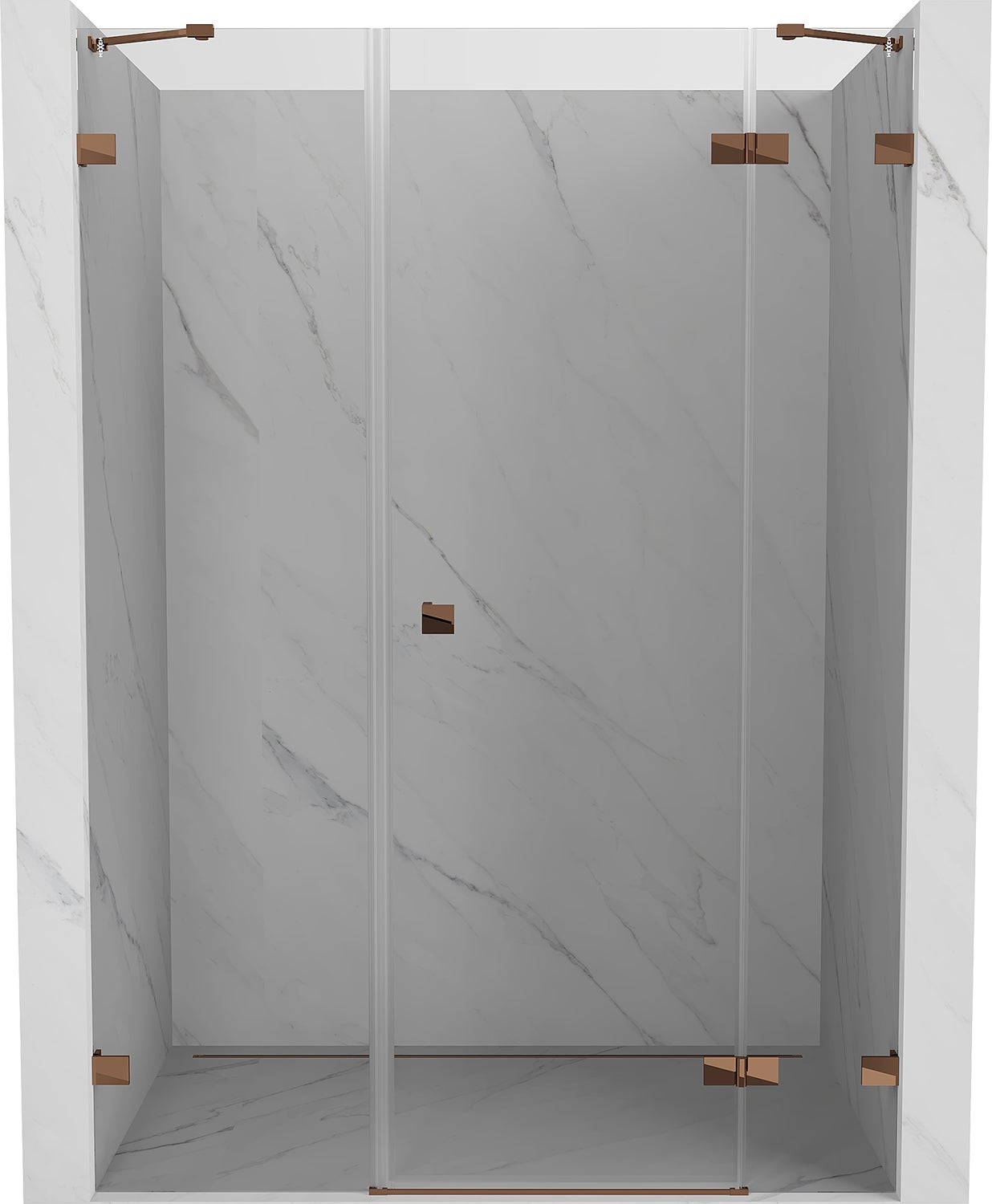Mexen Lunar drzwi prysznicowe uchylne prawe 145 cm, transparent, różowe złoto - 834S-145-050-60-00-P