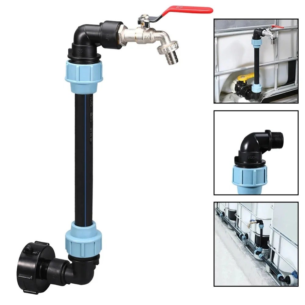 1 Złączka do zbiornika na wodę IBC - Zestaw adaptera z brązu z przyłączem PE, podwyższenie o 25 cm