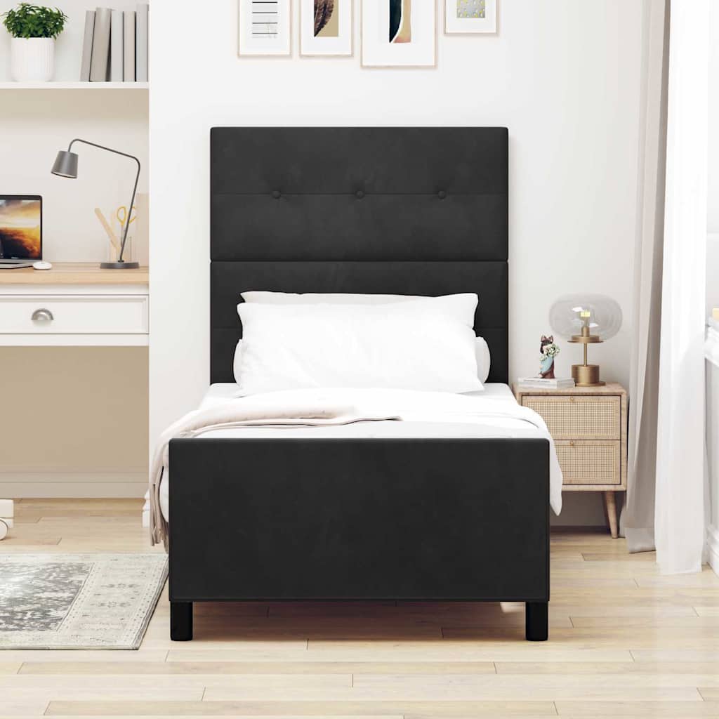 Cama tipo Box Spring con cabecera Negro 100 x 200 cm Terciopelo | Leroy ...