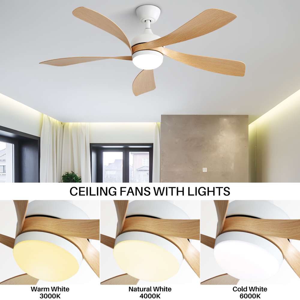 Ventilateur de Plafond 52 Pouces avec Télécommande – Moteur DC Réversible, Éclairage LED 3 Couleurs Dimmable et Design Moderne pour Chambre et Salon - 3