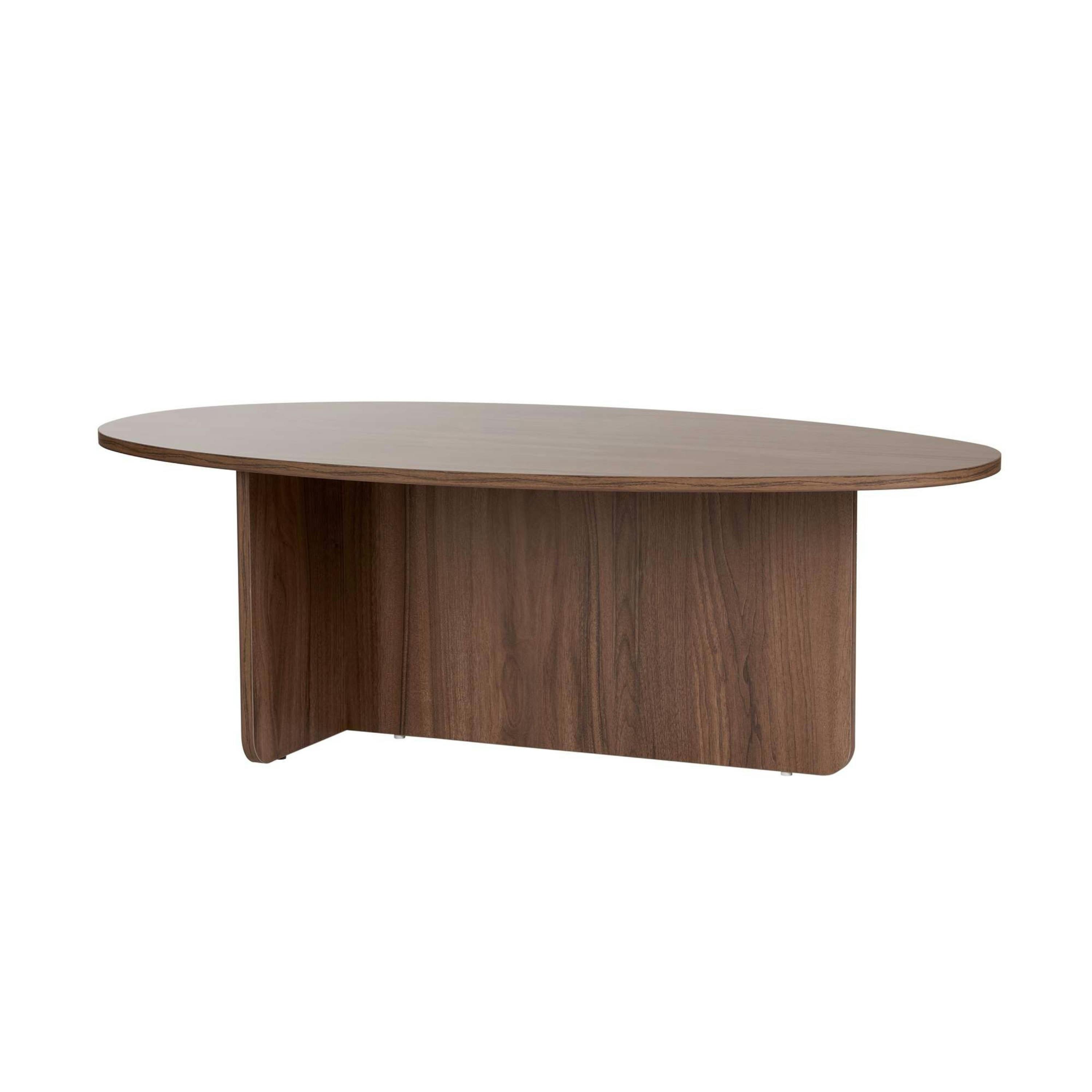 Table basse moderne ovale effet noyer – pied en T MARFA - 6