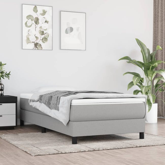 Giroletto a Molle con Materasso Grigio Scuro 160x200 cm Tessuto Giroletto a Molle con Materasso Grigio Scuro 160x200 cm Tessuto