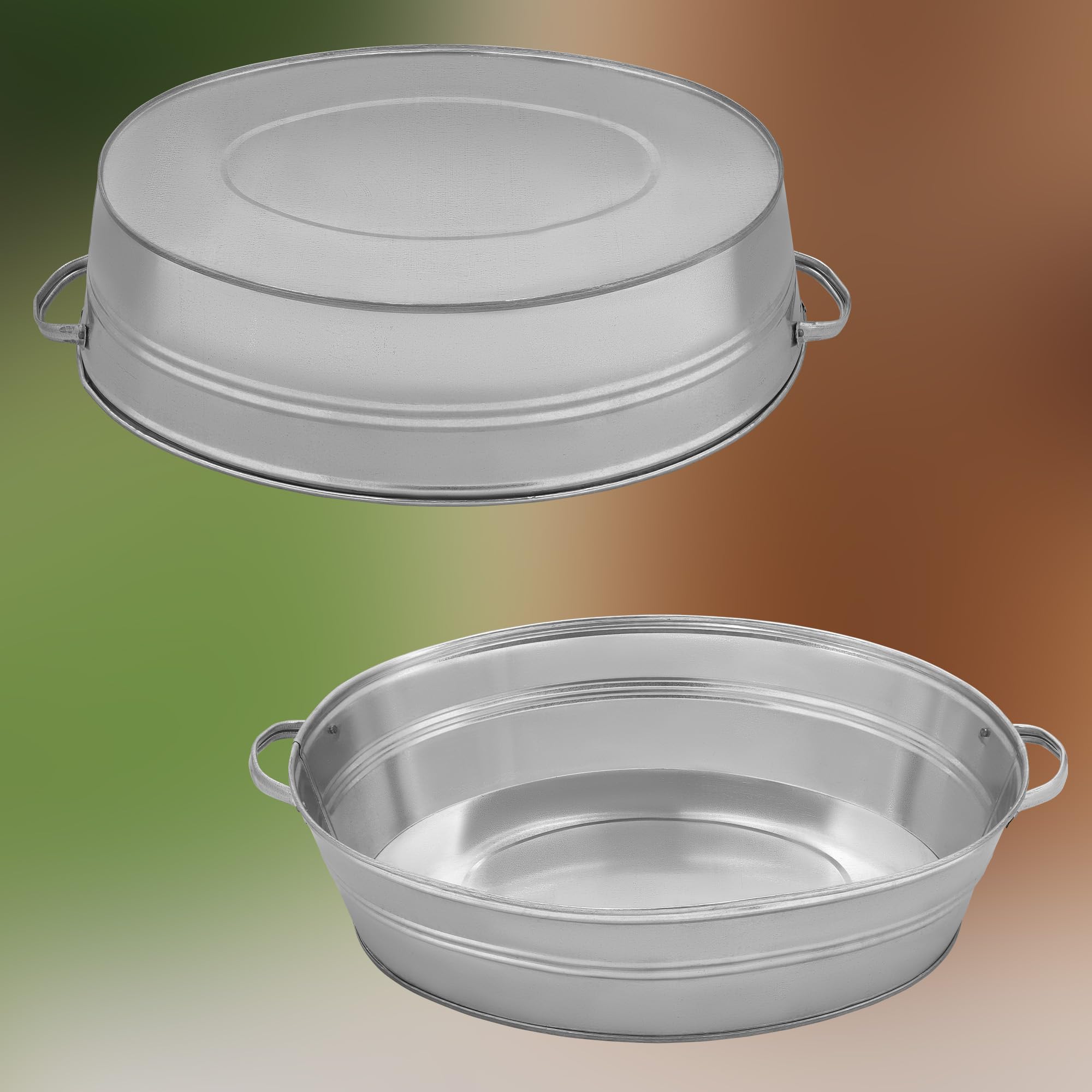 Bassine Zinc - Acier Galvanisé - 27L - Argent - Jardiniere Zinc - avec Poignées - Rustique KOTARBAU - 8