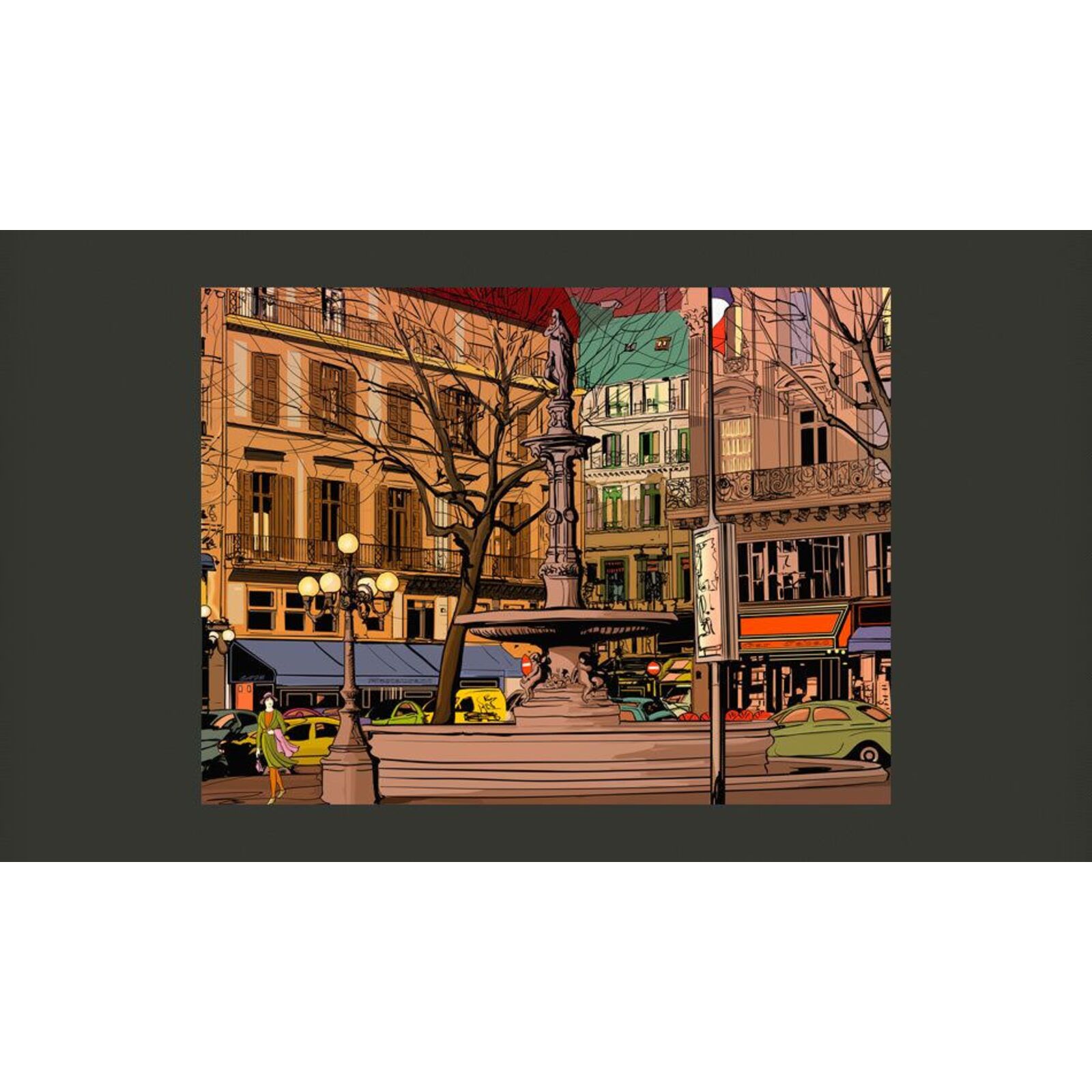 Papier peint se promener sur la place française - 250 x 193 cm - 2