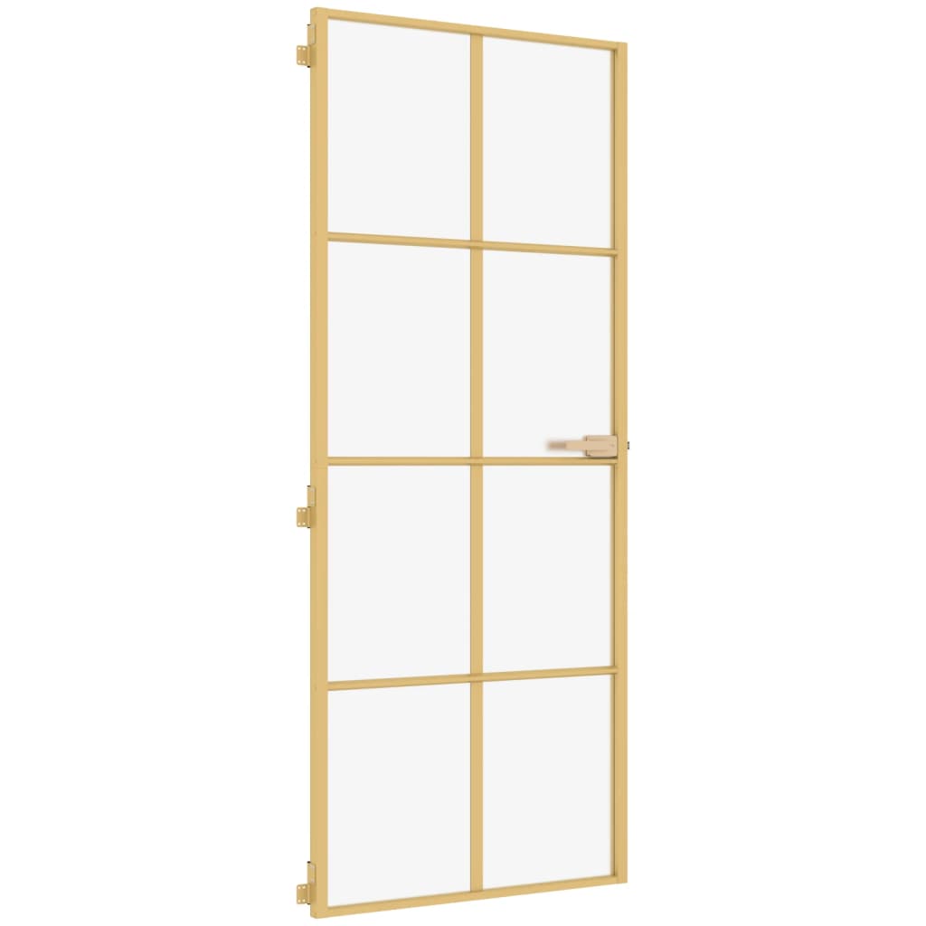Puerta de interior dorada vidrio templado y aluminio 83x201,5cm cfw853433