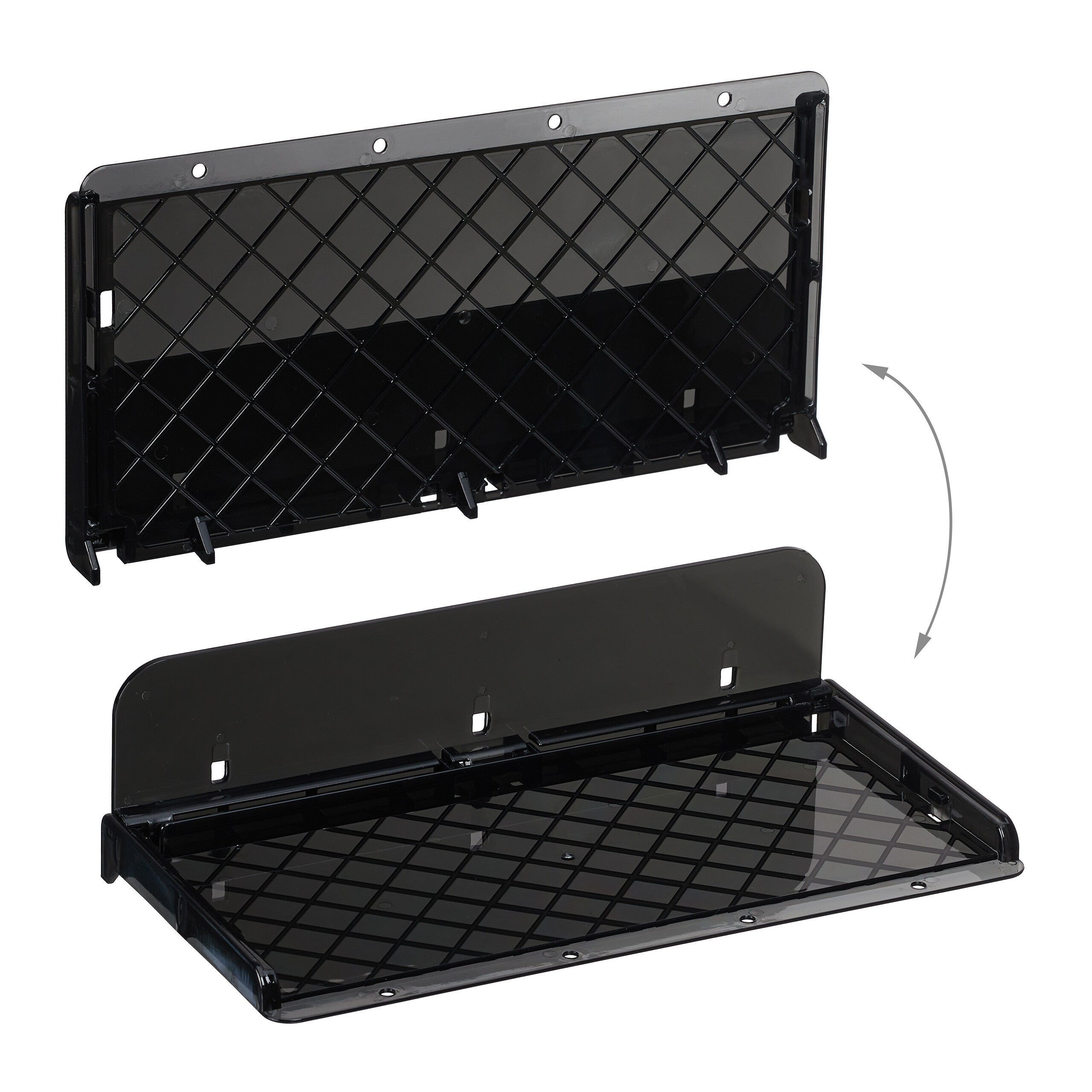 Tablette de lit, mini table de chevet à coller, couchage mezzanine, HxLxP: 8,5x30x15,5 cm, plastique, noir, Relaxdays - 6