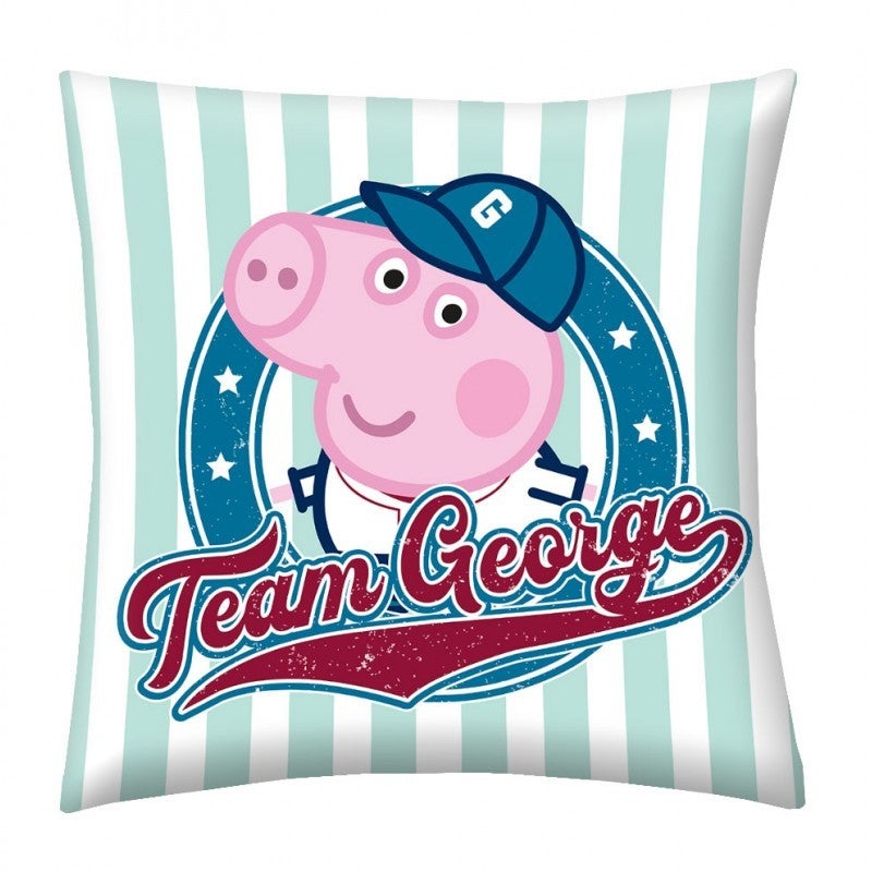 Cuscino Peppa Pig Con Unicorno 35x35 Cm - Bianco E Rosa - Federa In Cotone Rimovibile