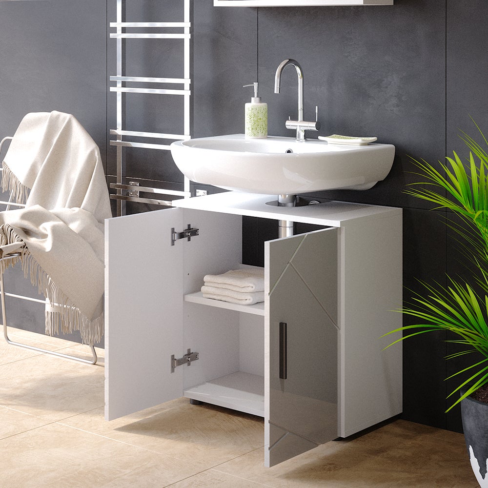 Vicco Mobile sottolavabo per bagno Irma, Bianco lucido, 60 x 59 cm - 5
