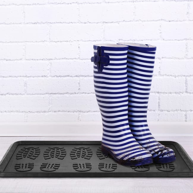 Zerbino In Gomma Antiscivolo, LxP: 80 X 40 Cm Tappetino Per Scarpe Bagnate, Da Ingresso, Con Bordo Alto, Nero, Relaxdays | Leroy Merlin