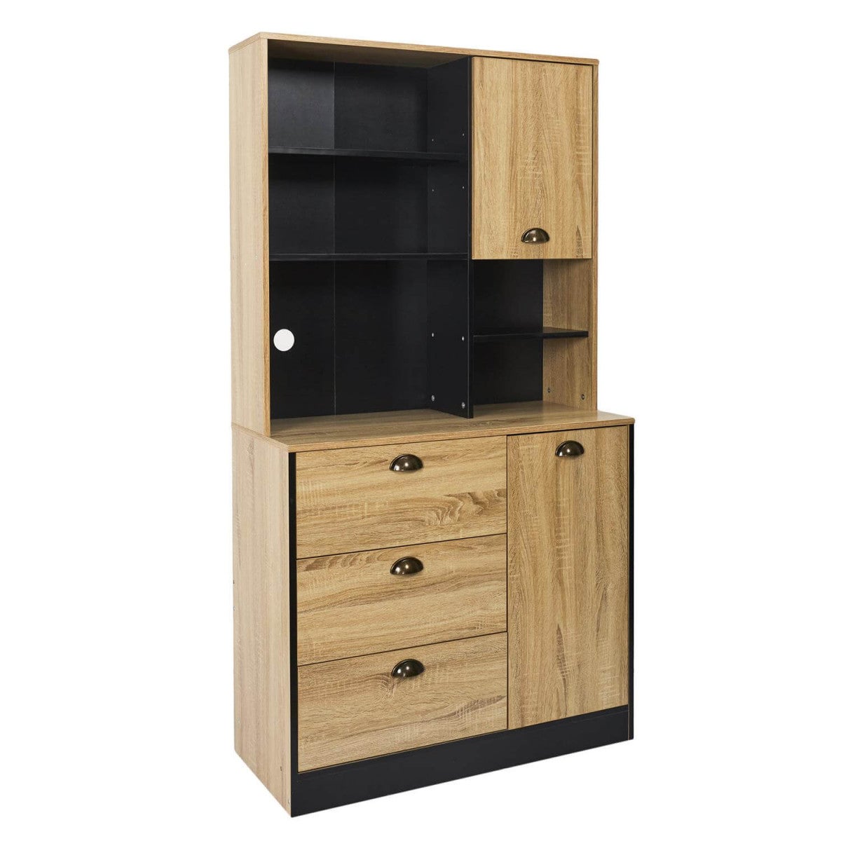 DINAJ - Buffet Vaisselier Multi-Rangement Aspect Bois - 5