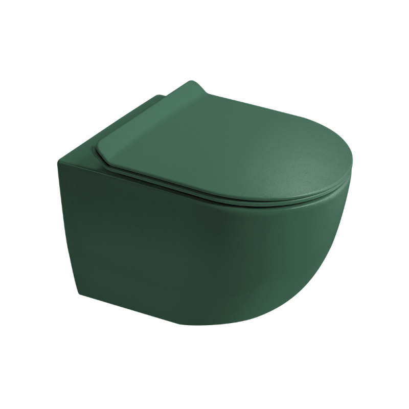 PixL WC suspendu en céramique Tornado Quiet Flush, fixations invisibles + abattant Soft-Close, Vert mat (CEPX010RTORPGEM) - 4