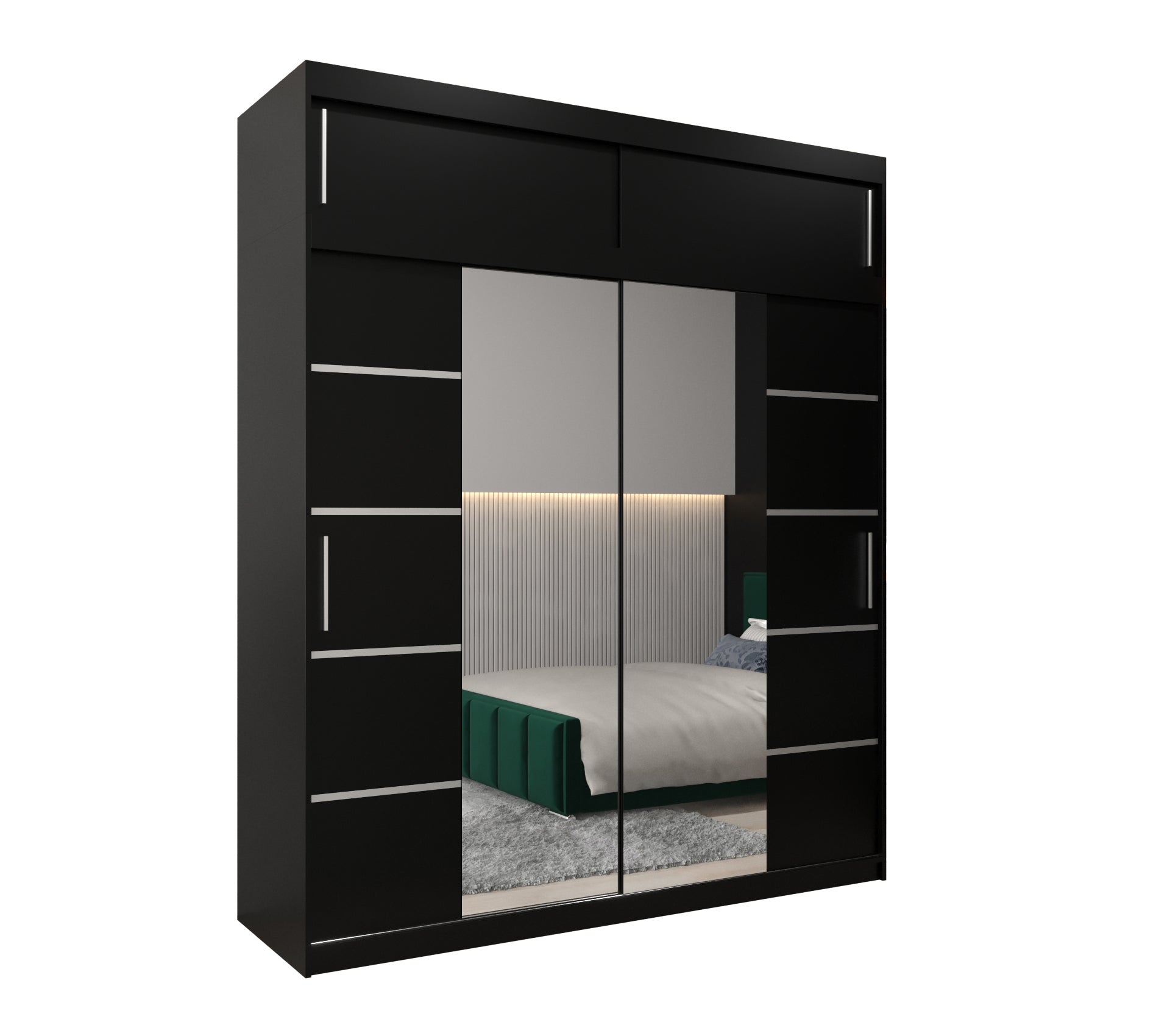 Szafa przesuwna z nadstawką garderoba Verona 4 200 x 62 x 240 cm Czarny + Czarny - Abiks Meble