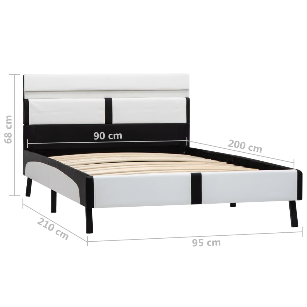 Maison Exclusive - Estrutura cama c/ LED 90x200 cm couro artificial branco e preto - 9