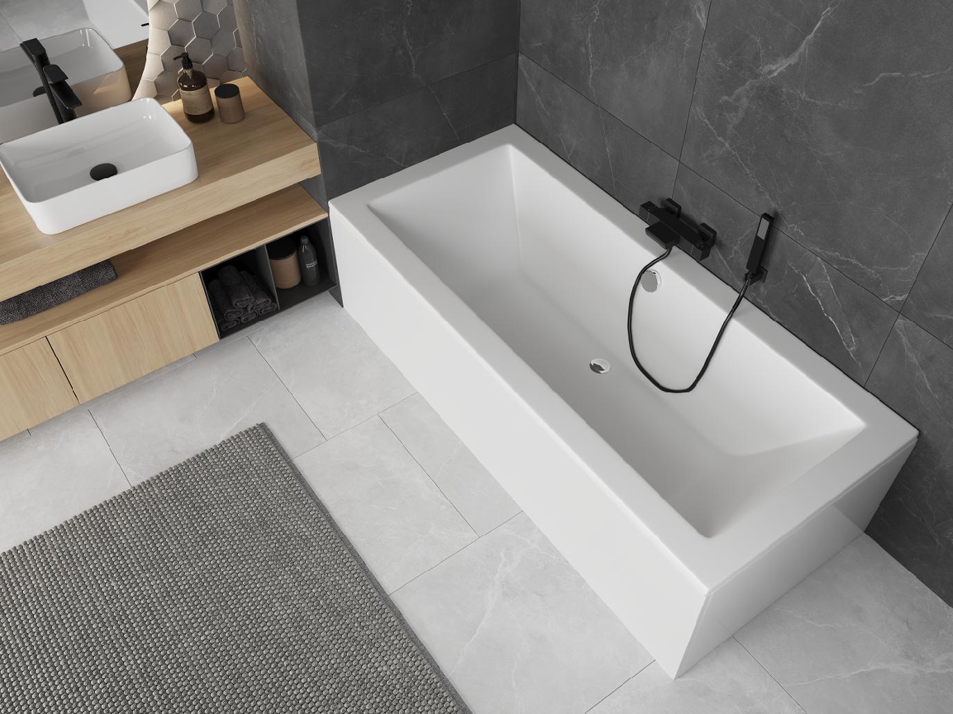 Baignoire Mexen Cube rectangulaire 160 x 70 cm avec habillage, blanche - 55051607000X - 2