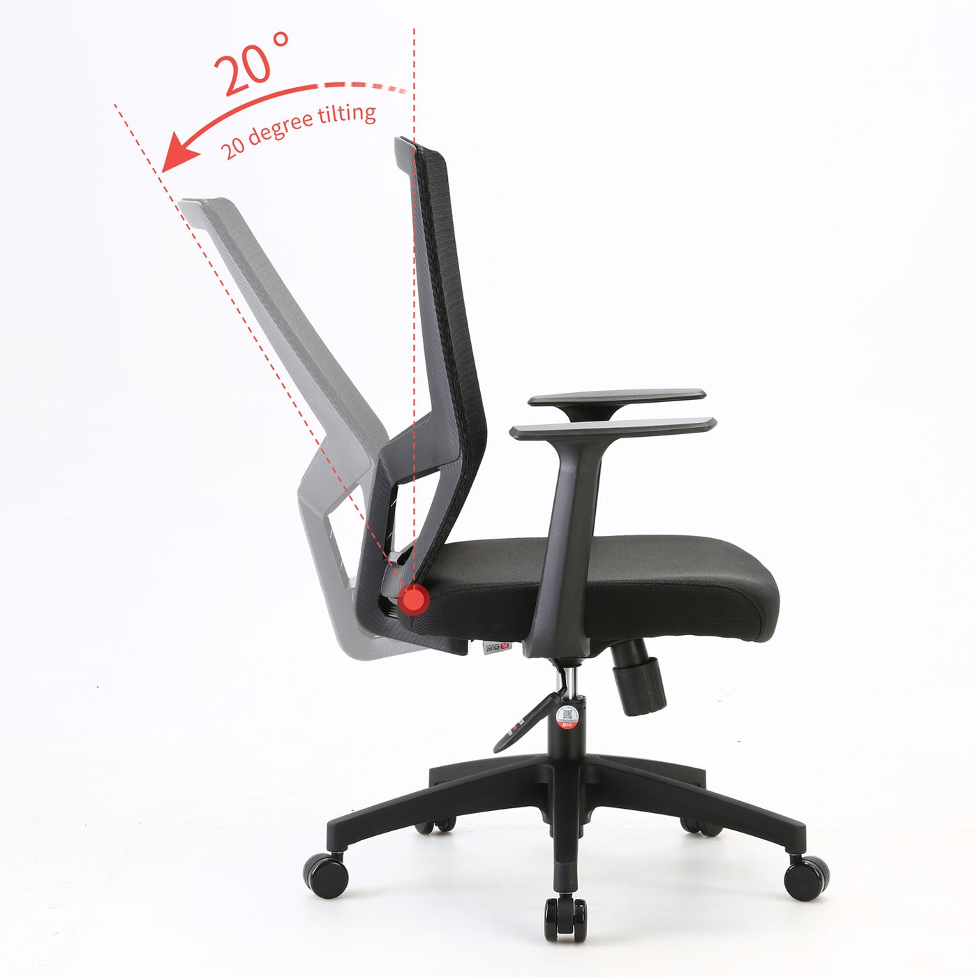 Poltrona sedia ufficio girevole ergonomica HWC-J90 regolabile tessuto traspirante grigio - 9