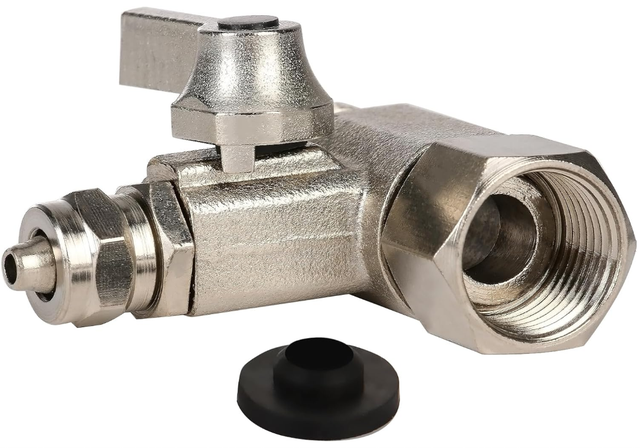 (45×55×10 mm) 3/8 x 3/8 x 1/4 T-adapter zawór odcinający do przyłącza wody, mosiężny rozdzielacz, przyłącze do węża, idealny do podłączania dwóch urz